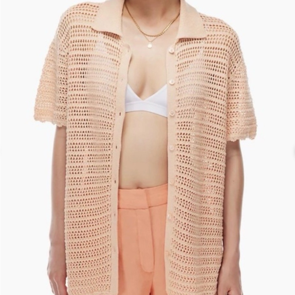 Wilfred Aritzia Notting Sweater Shirt Crochet Button Front Size XS